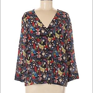 Alice + Olivia long sleeve silk top